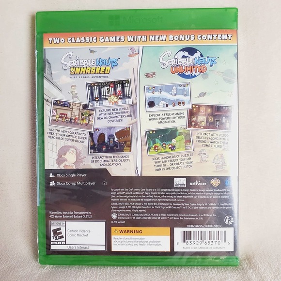 NIP-Scribblenauts Mega Pack 2 Games + Bonus Content Xbox One 2018 WB & DC - Picture 3 of 6